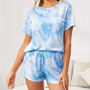 Blue & White Tye Die Pj Set